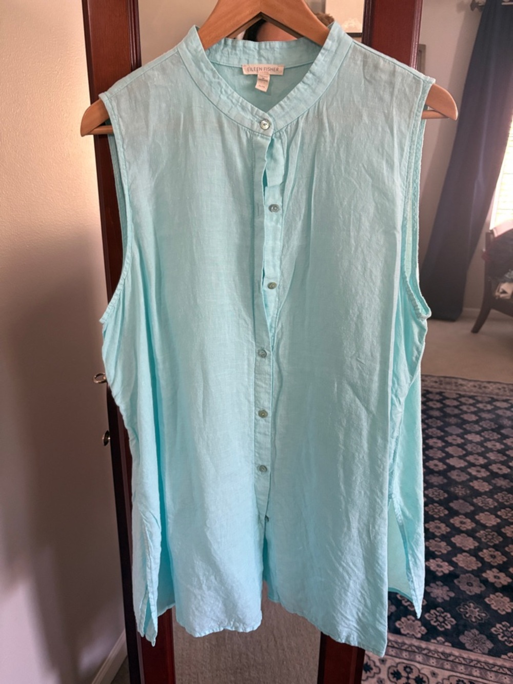 Eileen Fisher Garment-Dyed Organic Handkerchief Linen Sleeveless Shirt